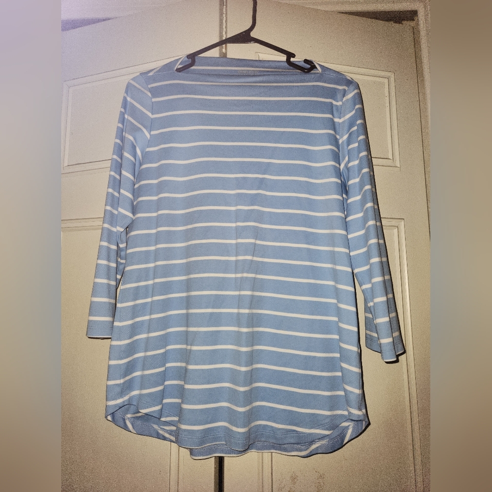Pendleton Blue and White 3/4 Sleeve Boxy Tunic